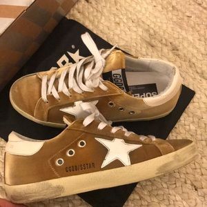 Golden Goose Gold Velvet Sneakers 